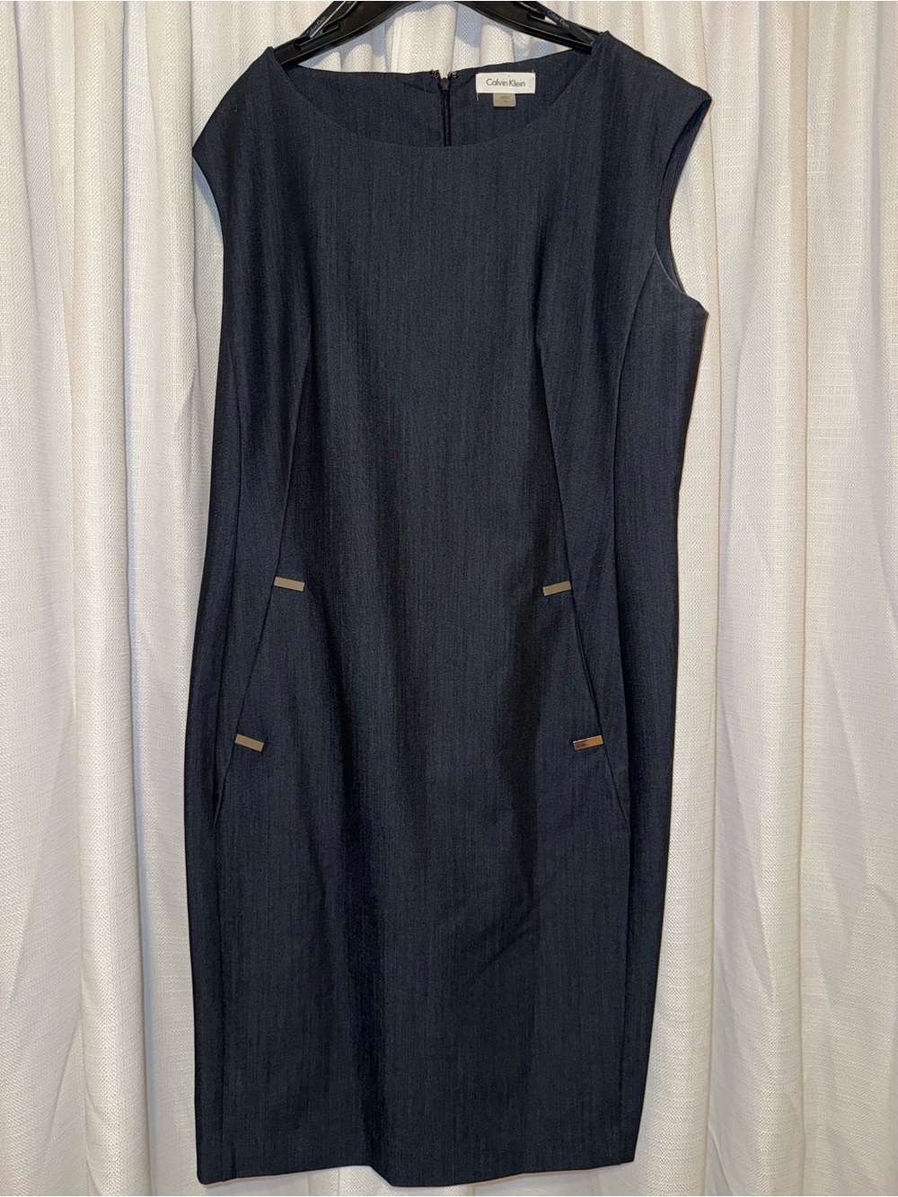 Calvin Klein Black Sleeveless Sheath Midi Dress